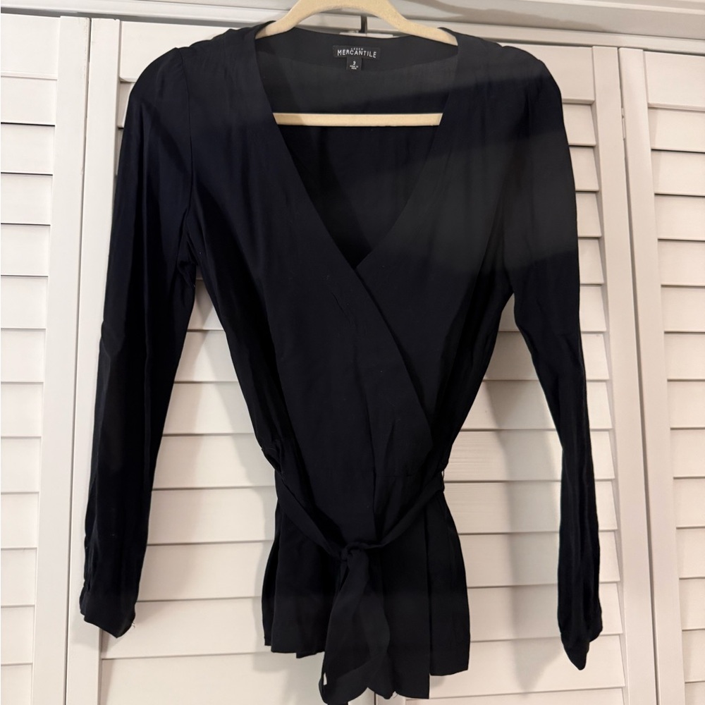 J. Crew Black Wrap Blouse